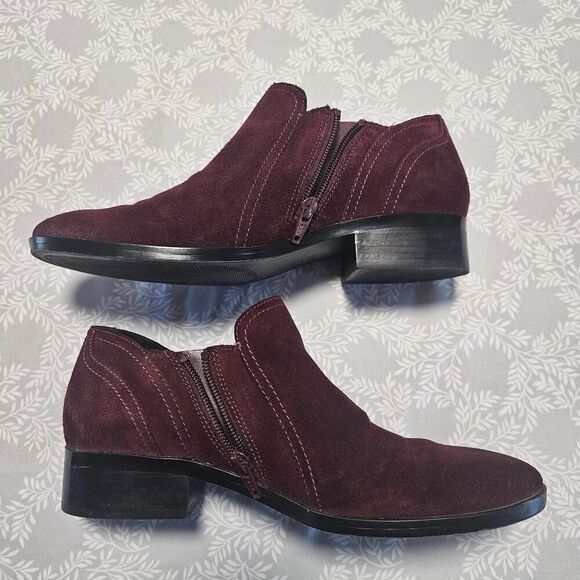 Naturalizer Suede Booties Size 7.5 Burgundy Black - Picture 5 of 10